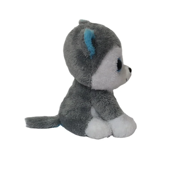 Low MOQ  Plush Simulation Alaskan Malamute Husky Stuffed Animal Toy Dog with Big Eye