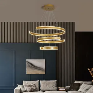 Modern Simple Design Hanging Rings Pendant Light Creative Personality Circle Dining Room Chandelier