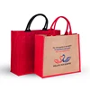 Red jute tote bag