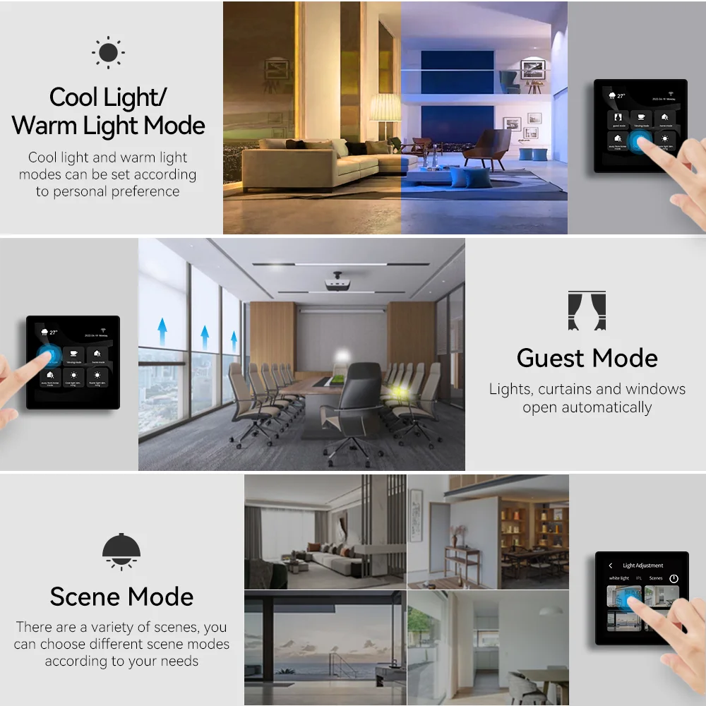 TYSH 4 Inches Alexa Voice Control Tuya Smart Home Control Panel Automation Gateway Scene Switch Panel All in One Control Panel