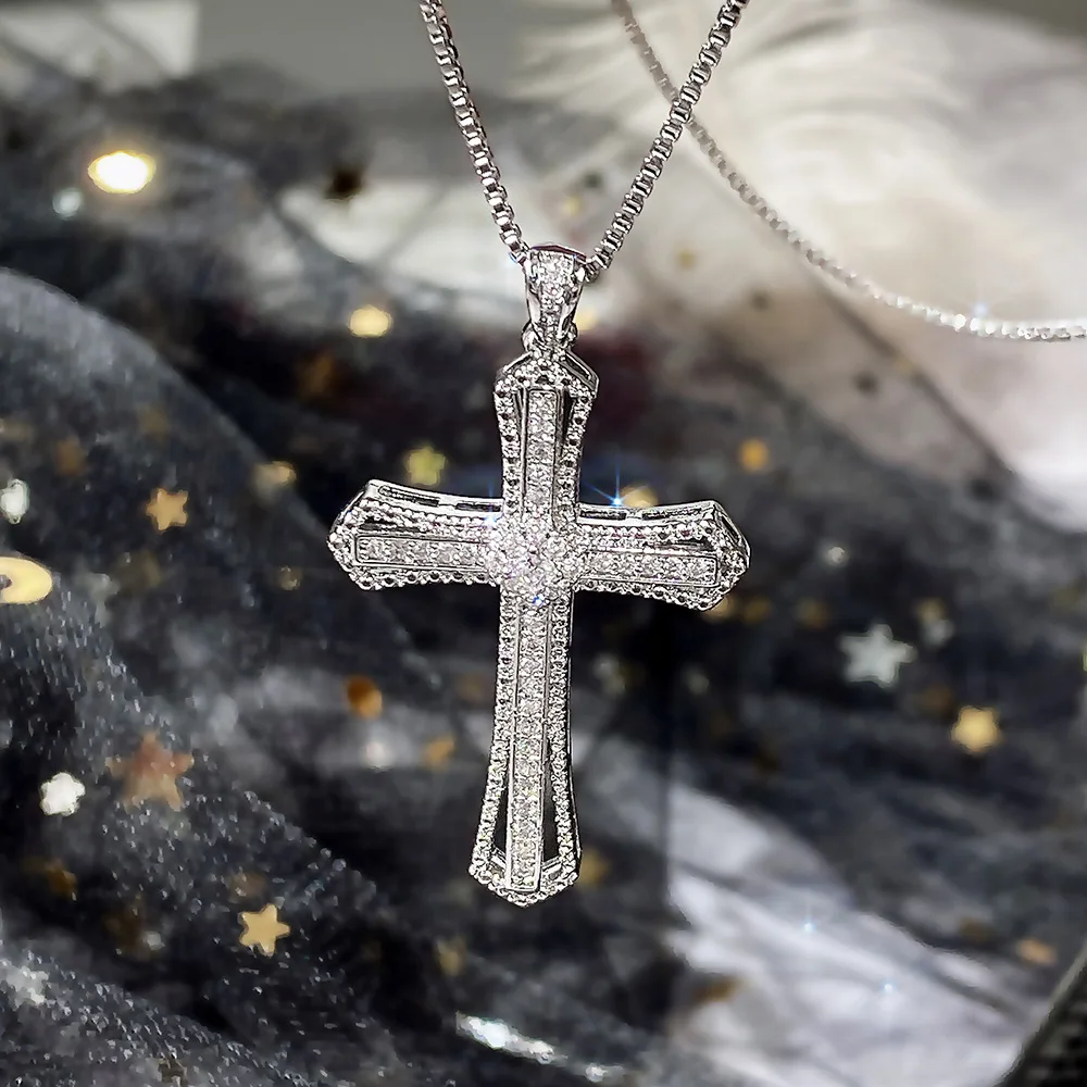 zirconia cross necklace