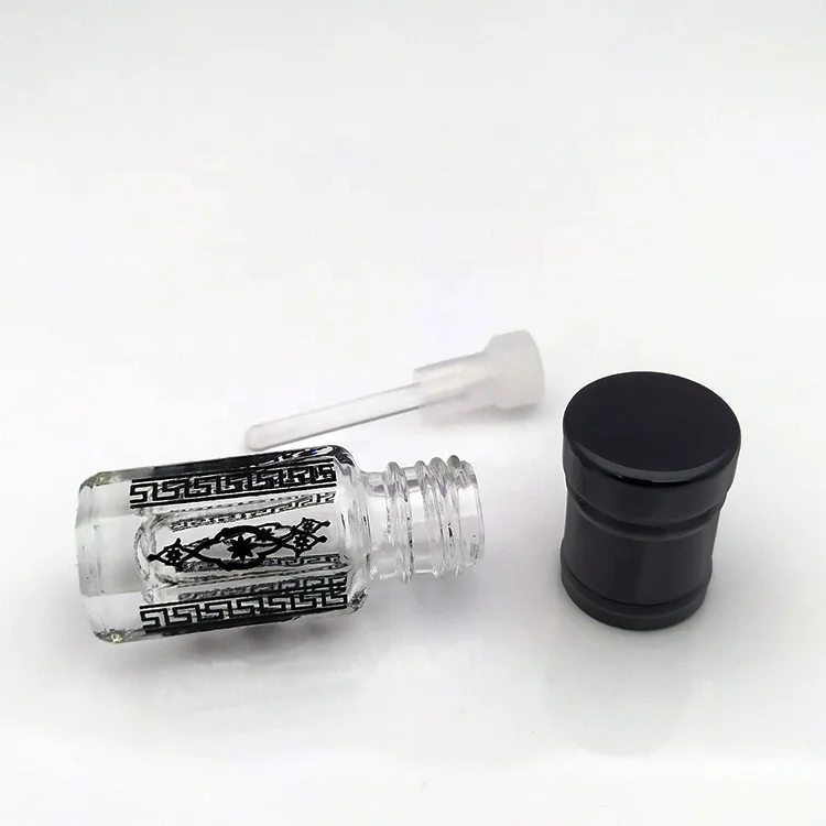 Arabian Refillable Perfume Bottle Empty Tola Bottle Gold Black Print Attar Bottle