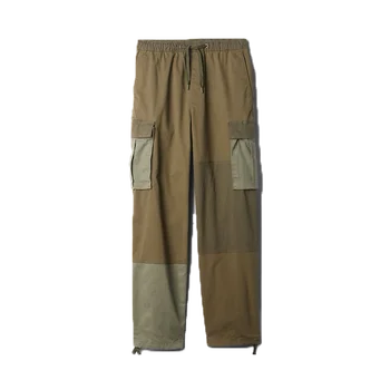 Patchwork Loose Fit Flap Pockets Color Block Camouflage Breathable Ski Vintage Distressed Drawstring Plaid Jogger for Men