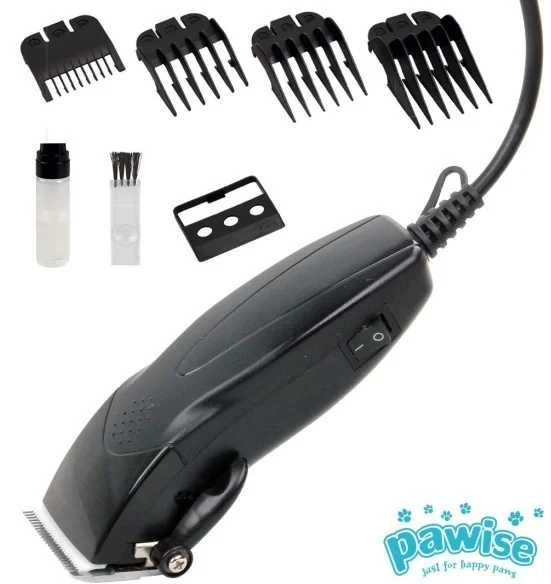 Pawise Powerful Low Noise 4 Interchangeable Comb Pet Clipper Set Dog Cat Grooming Trimmer With Adjustable Stainless Steel Blades