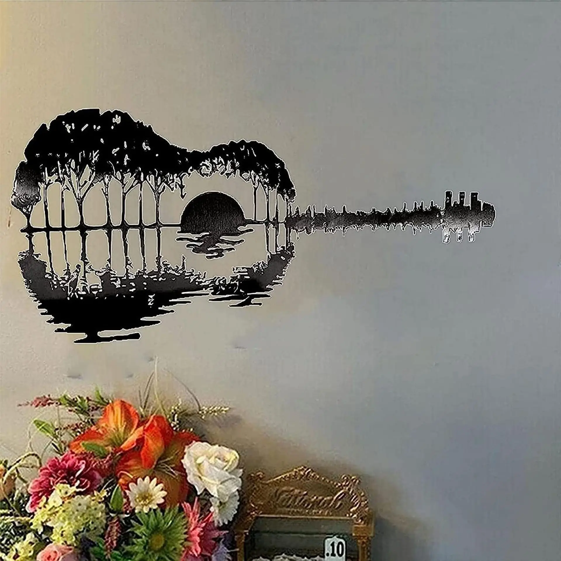 Abstract Guitar Metal Art Decoration Crafts Wrought Iron Forest Guitar