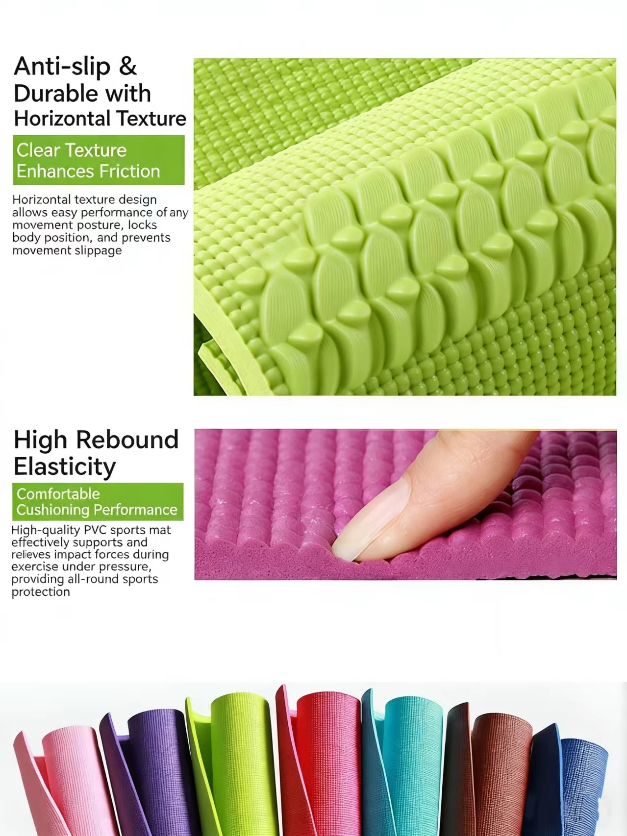 Customized Pattern PVC Yoga Mat-Shock-Absorbing Fitness Training Mat for Women’s Sports Thickened & Anti-Slip Comfort preview 4