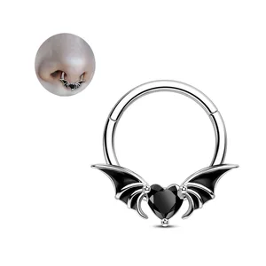 Septum Rings Bat Septum Piercing Jewelry Stainless Steel Helix Cartilage Piercing Jewelry Daith Earrings Fashion Body Jewelry