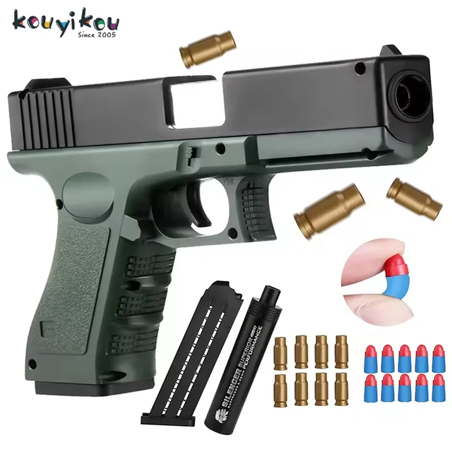 Shooting Game Toy Guns For Adults Kids Soft Bullet Blaster Gun Pistol With Foam Darts And Jump Ejecting Mag Indoor Outdoor Play