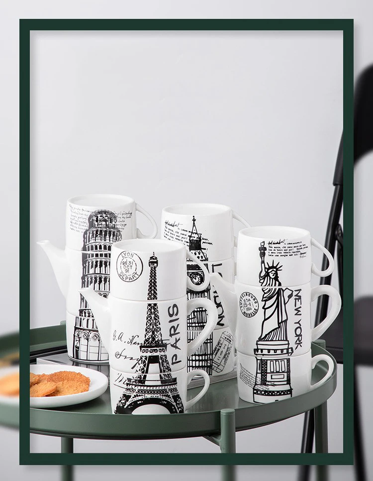 Wholesale White Tea Set European Style Coffee Pot Tea Pot Sets Gift