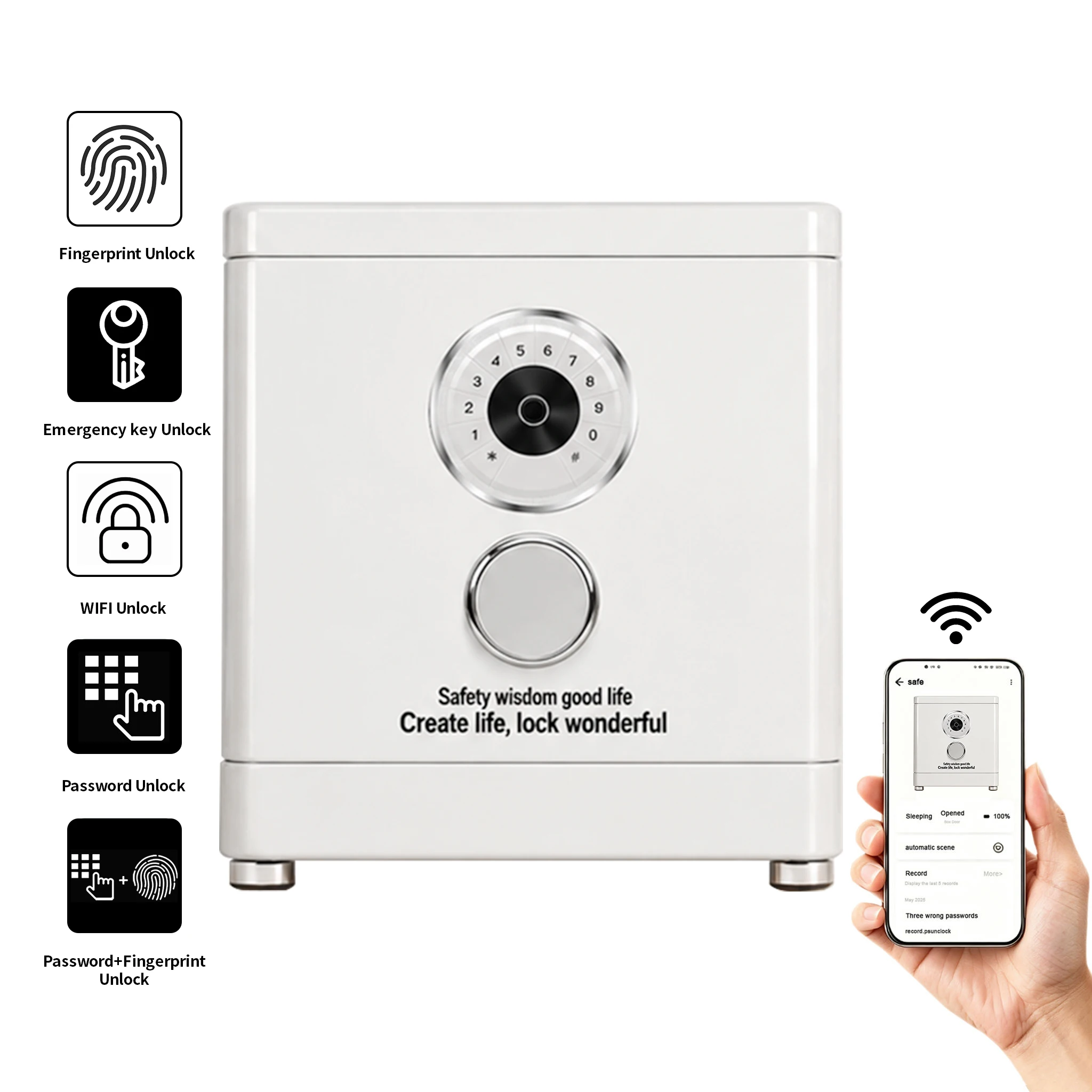 F1-450 CEQSAFE TUYA APP WIFI Biometric Fingerprint Digital Safe Box Heavy Security Steel Money Electronic Safes for Home Office Hotel