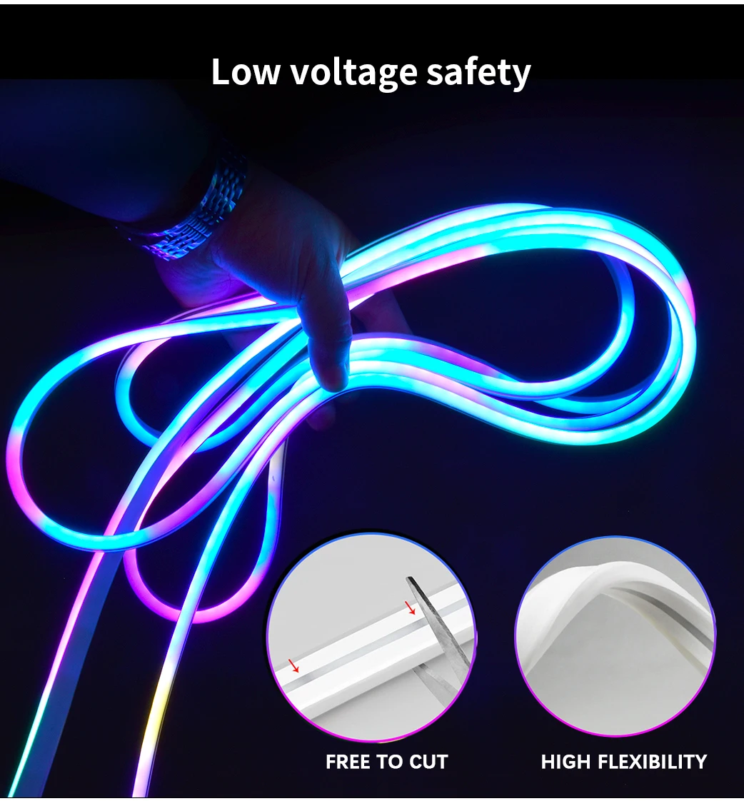 Waterproof Rgb Neon Led Rope Light 12v Outdoor Led Strip 24v Smart App ...