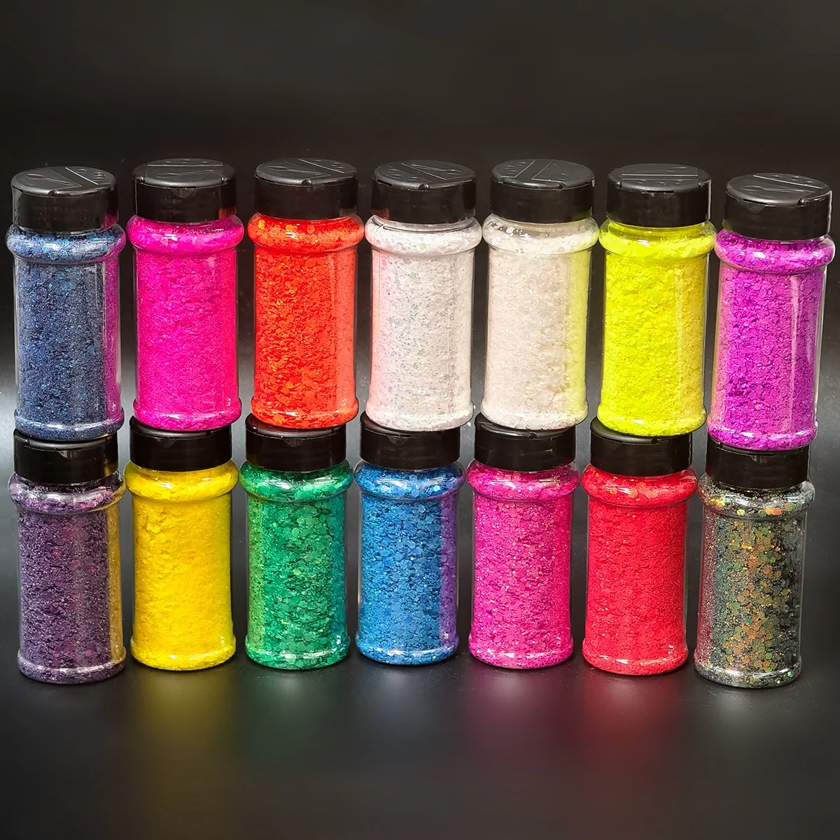 Wholesale Newest 2oZ Shaker Pet Rainbow Bulk Chunky Glitter Mix for Nails Christmas Snowglobe High Shine Iridescent Glitter