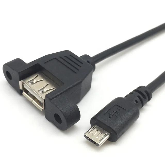 Cable Length: 50cm, Color: Black Computer Cables Micro-USB 5pin Micro USB USB 2.0 Male Connector to Micro USB 2.0 Female Extension Cable 30cm 50cm with Screws Panel Mount Hole 