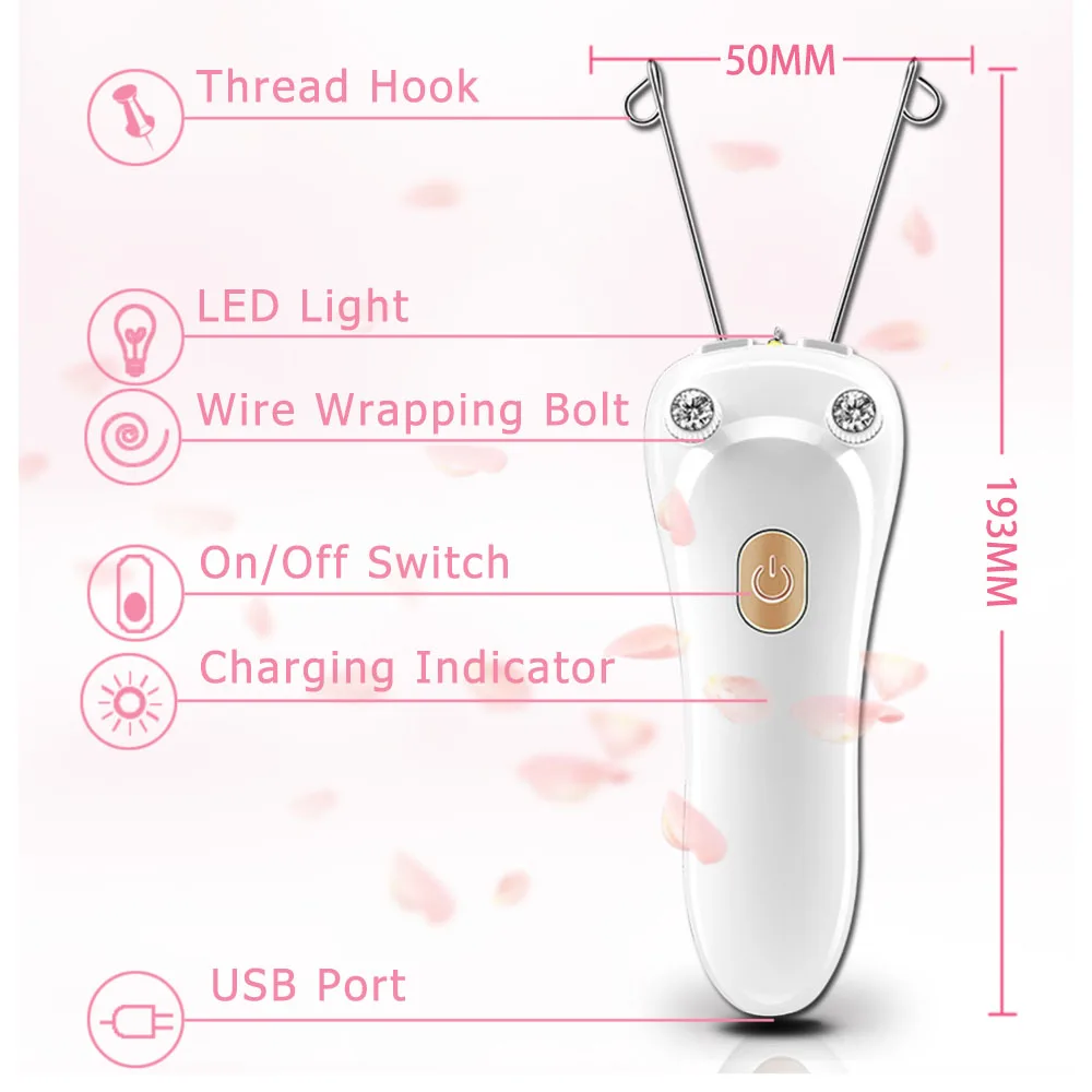 Portable Electric Threading Epilator Hand Leg Facial Hair Remover Women Hair Removal with Cotton Thread