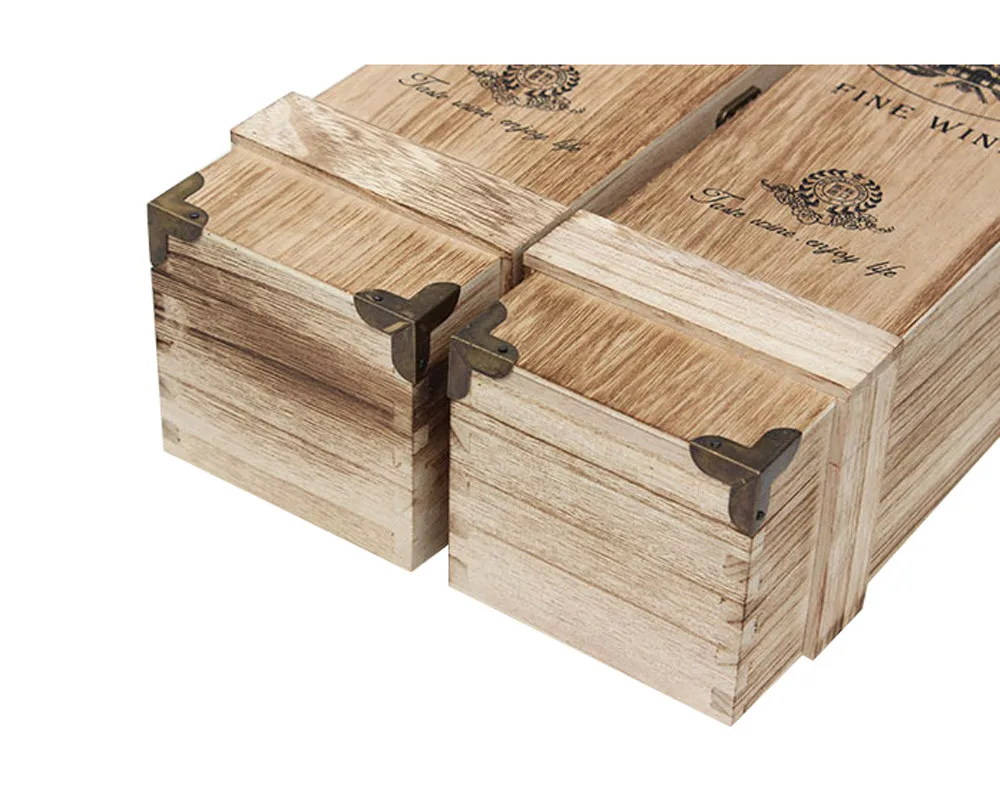 Винтажная Подарочная винтажная коробка из натурального дерева с горелкой для упаковки вина в одну бутылку