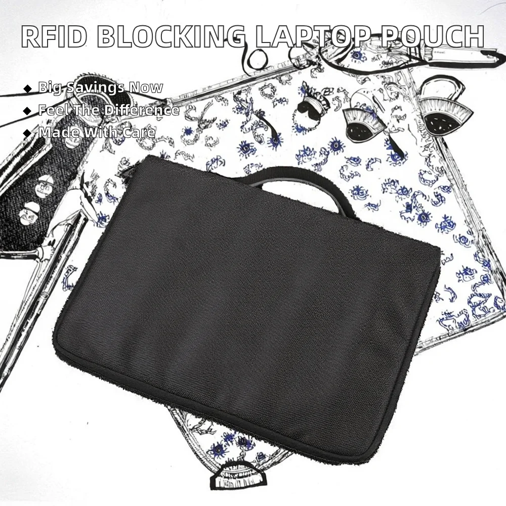 product anti radiation rfid signal blocking polyester lightweight simple faraday pouch for laptop phone car key-4