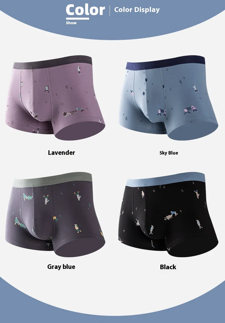 New Arrival Men's Underwear Breathable  Antibacterial Cotton Men's Boxer Briefs Cotton Men's Underpants Custom OEM Supplier
