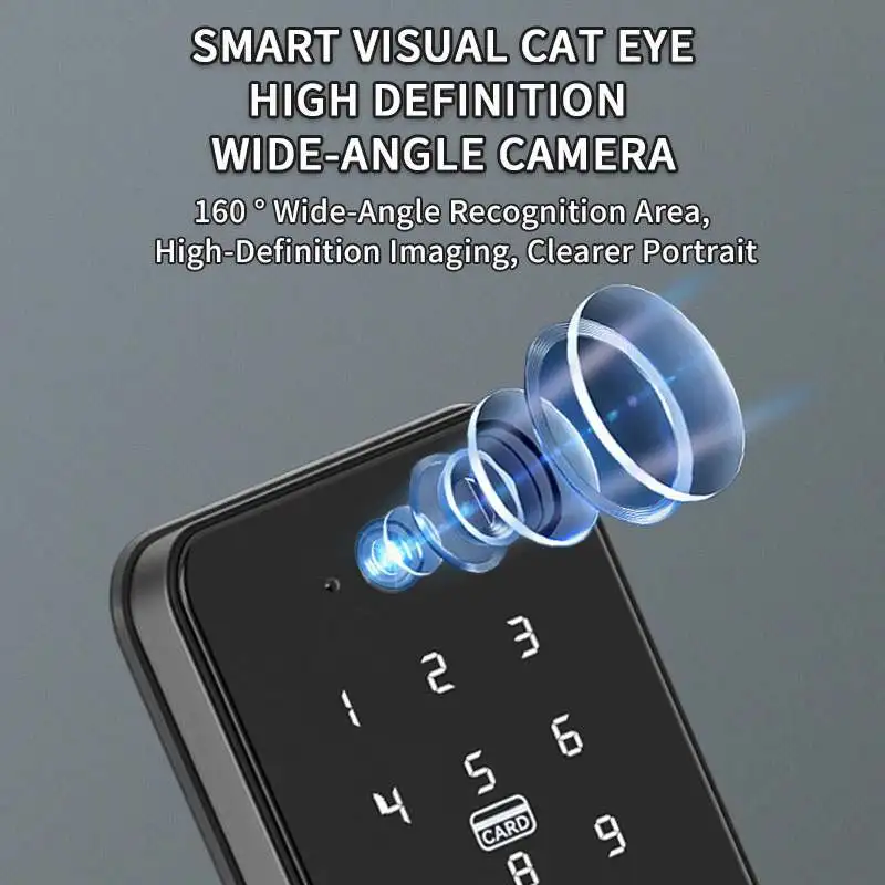 Electronic Fingerprint Camera Smart Door Lock Tuya App Sim Card Mobile Phone Control Gsm Digital Door Lock with Key