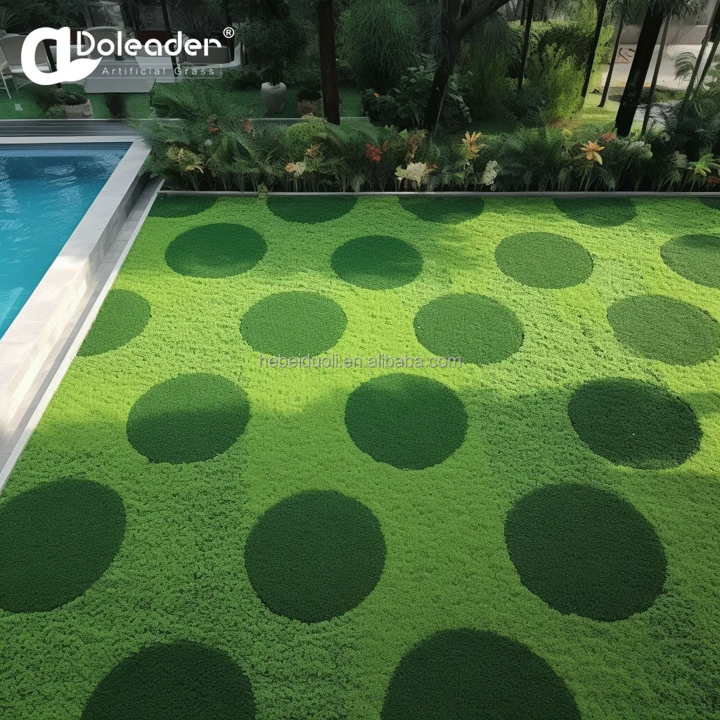 Customized Pattern Artificial Synthetic Grass Lawn Turf 3D Print Carpet for Golf Course Decoration