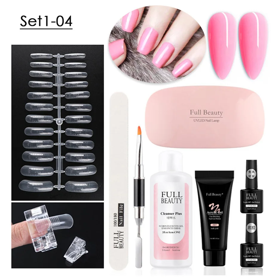 Poly Gel Nail Kit With Uv Led Lamp Gel Extension Nail Kit With Base And ...