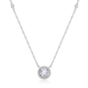 POLIVA Factory Price 2023 Shiny 925 Sterling Silver Jewelry Rhodium Plated 5A Rectangle Cubic Zirconia Pendant Necklace for Wome