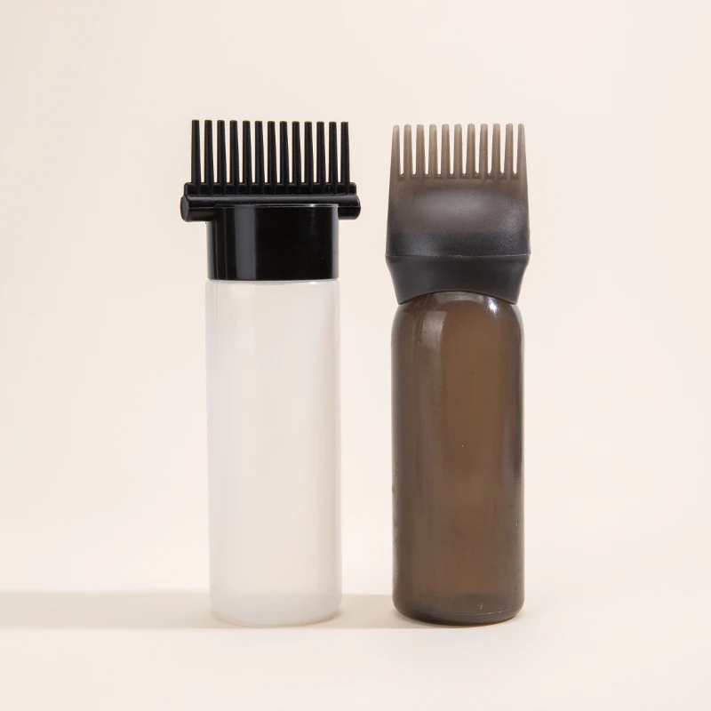 Custom 200ml 300ml 500ml PE Hair Oil Bottle With Comb Eco-friendly Plastic Salon Hair Baster With Comb