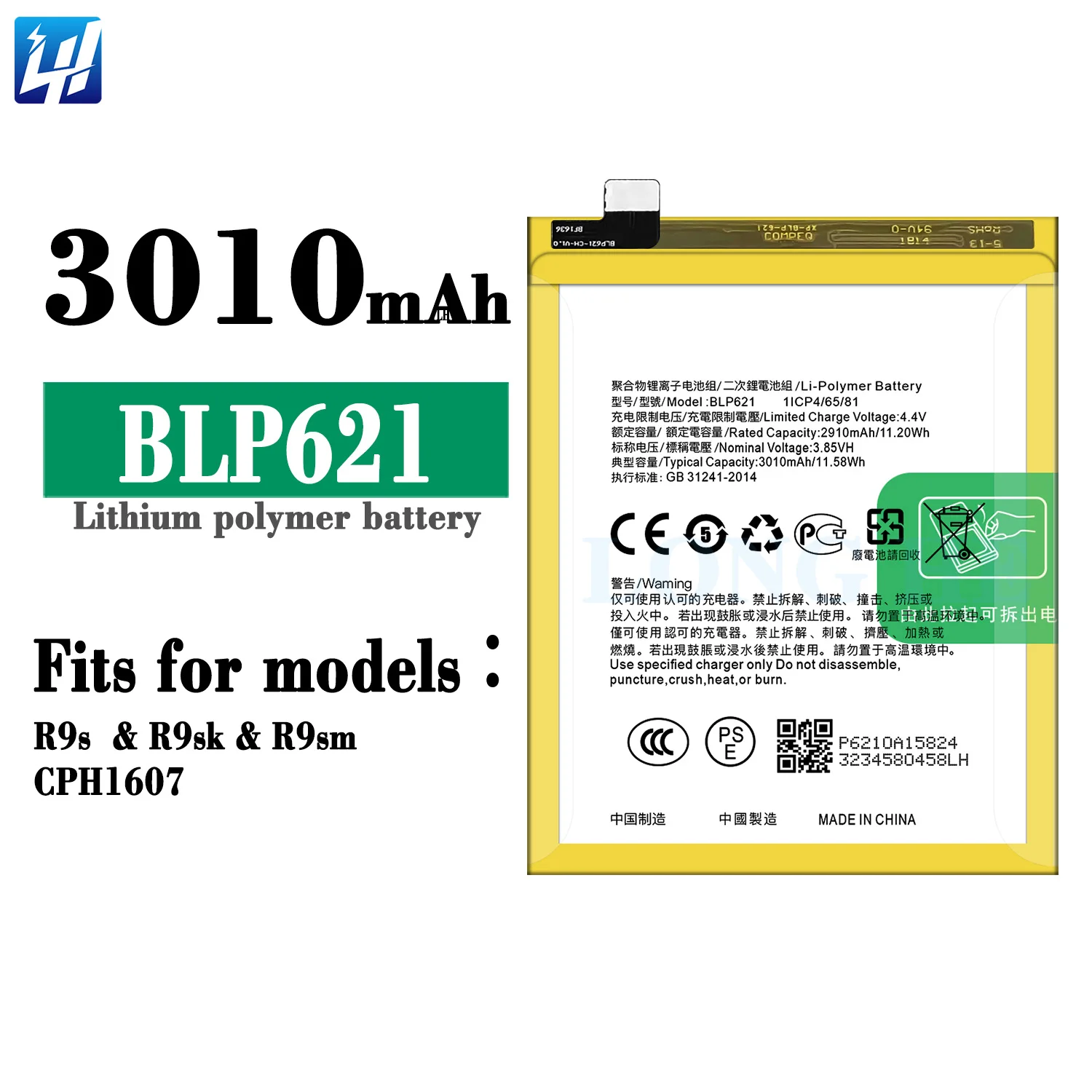 리튬 이온 리튬 폴리머 배터리 BLP621 3010mAh 3.85V for oppO R9S R9SK 휴대 전화 배터리|  Alibaba.com
