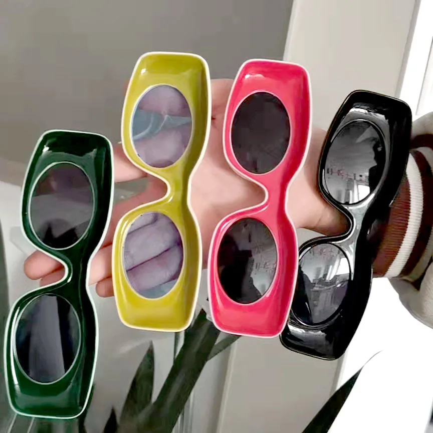 2023 Hip Hop Oversized Candy Color Sunglasses for Women and Men Unique Red Orange Square Sun Glasses Female Sexy Party Shades