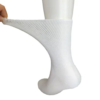 Custom non-binding top white diabetic socks unisex non slip grip cotton bamboo fiber diabetic socks medical for men