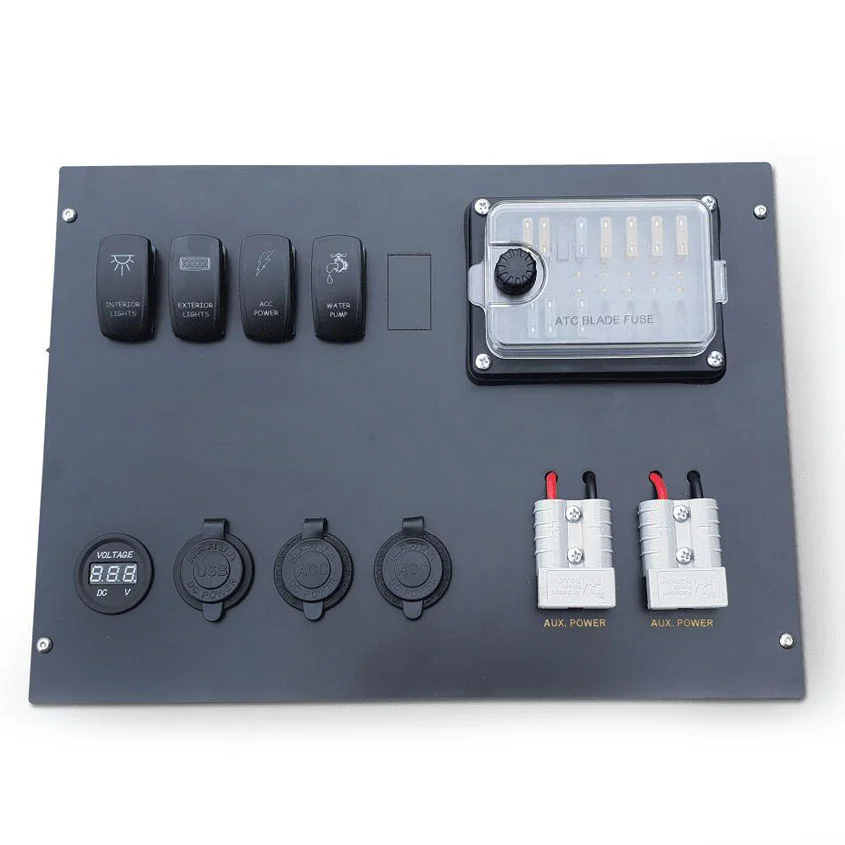 12V DC Multifunction Control Box With Fuse Box and DC Charger for Auto Car RV Trailer Boat 4WD