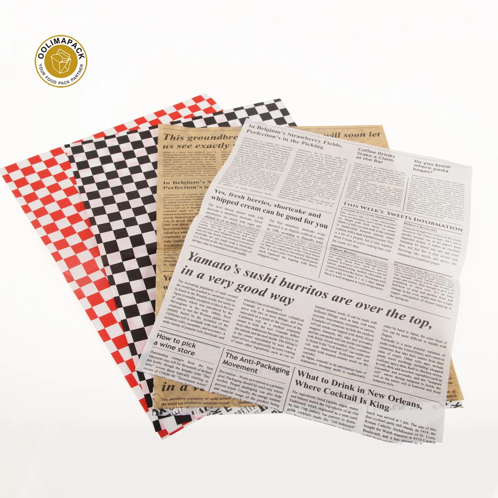 High Quality Logo Printed Paper Baking Parchment Paper Burger Paper