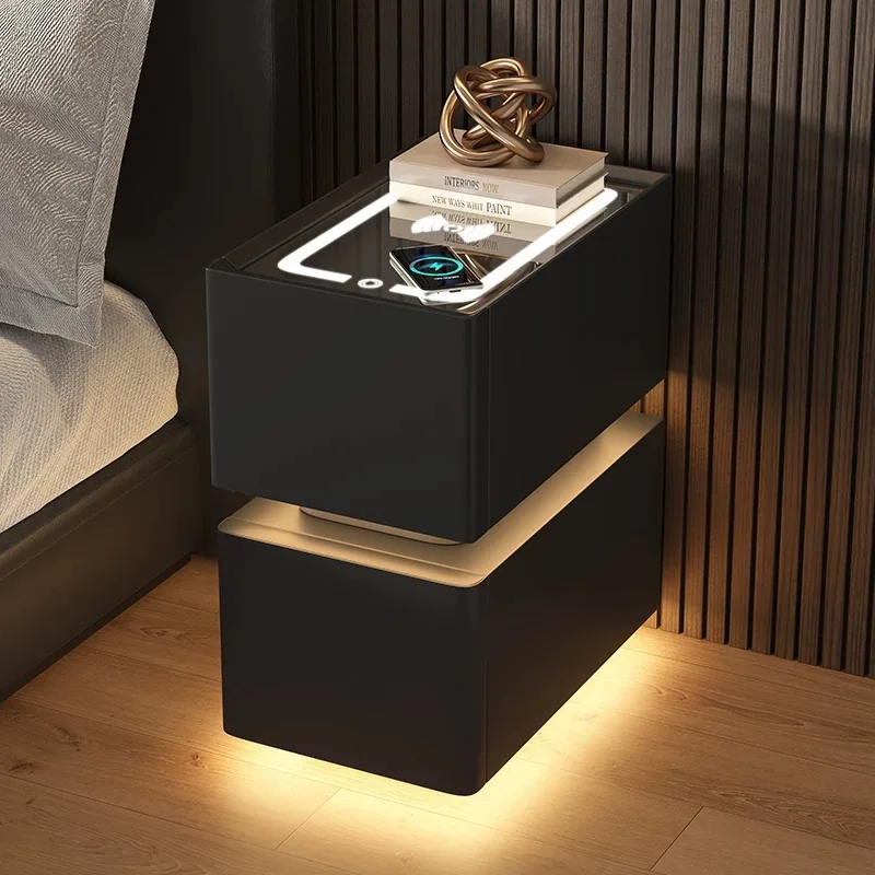 Mini Ultra-narrow Smart Bedside Table New Simple Wireless Charger Advanced Sense With Lock Bedroom Smart Bedside Table Cabinet