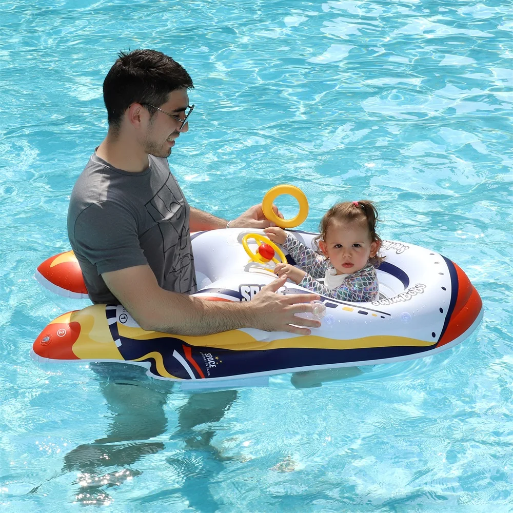 Swimbobo Baby Seat Floats Thicken PVC Inflatable Kids Swim Float Child Swimming Rings Toys Floating Ring Summer With Canopy