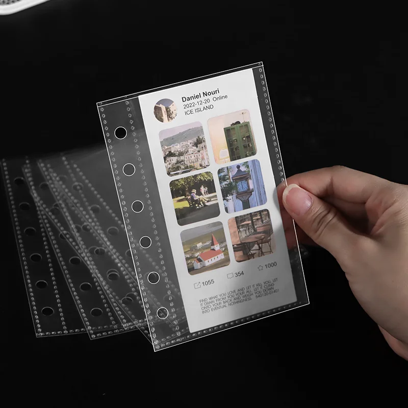Ultra clear A7 10-pack Pocket Postcard A6 A7 6 Ring Photocards clear Binder  Pages Photo Postcard Album Plastic Protector Sleeves