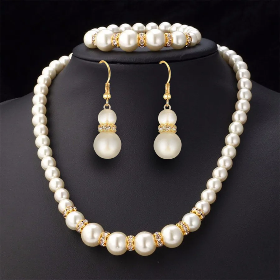 Daihe Fashion Fine Jewelry Abs Pearl Set Necklace Earrings Bracelet ...