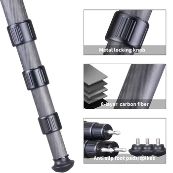 The Newest Heavy Duty Carbon Fiber  Tripod  With Fluid Ball Head  for Camera and Shooting Tripod  Camera  Tripod for Hunting  DM detail image
