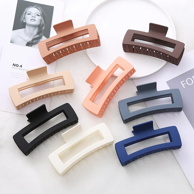 Wholesale 13cm Plastic Square Hair Clip Matte Candy Color Strong Hold
