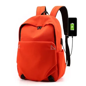 New Arrival Oxford Orange Large Capacity Waterproof Travel Female Students Usb Rechargeable Backpack School Bag for Girls
