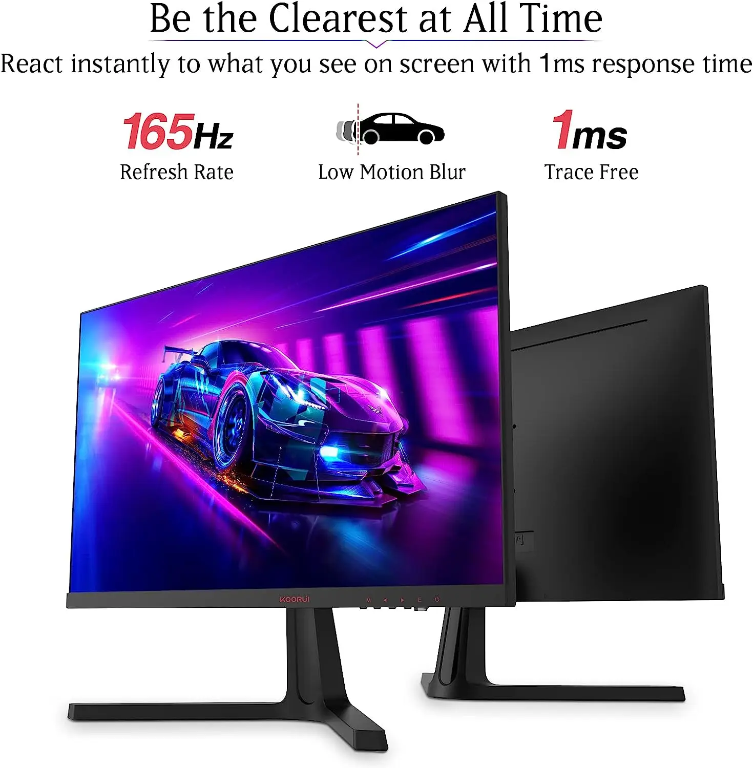KOORUI 24英寸电脑显示器-FHD 1080P 165Hz VA 1ms电脑游戏显示器