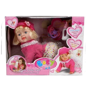 New Product 11.5 Inch Doll with Nipple Shaking Head Musical Crawling Reborn Baby Dolls