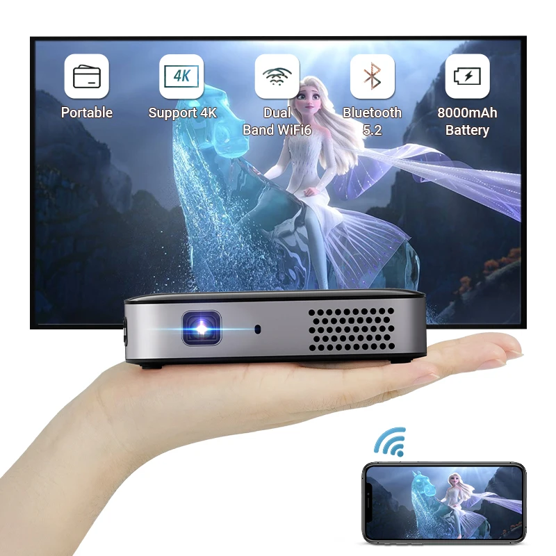 Hotack D061 Portable Smart Mini Projector with 4K Resolution