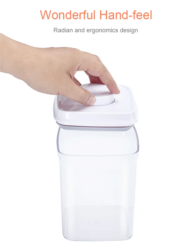 Ecofriendly Airtight Pop Push Kitchen Cereal Dry Food Storage Box