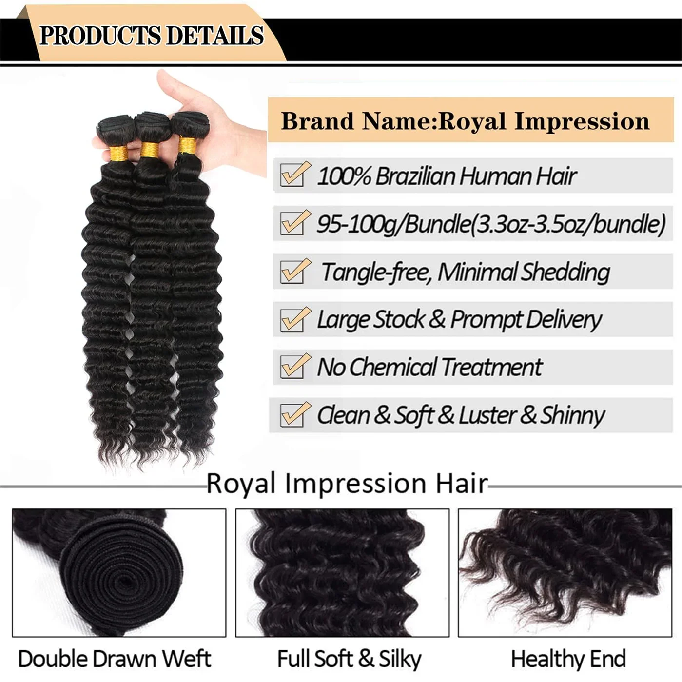 Echt haar weave extensions deep wave haar bundels zwart_voghion.com