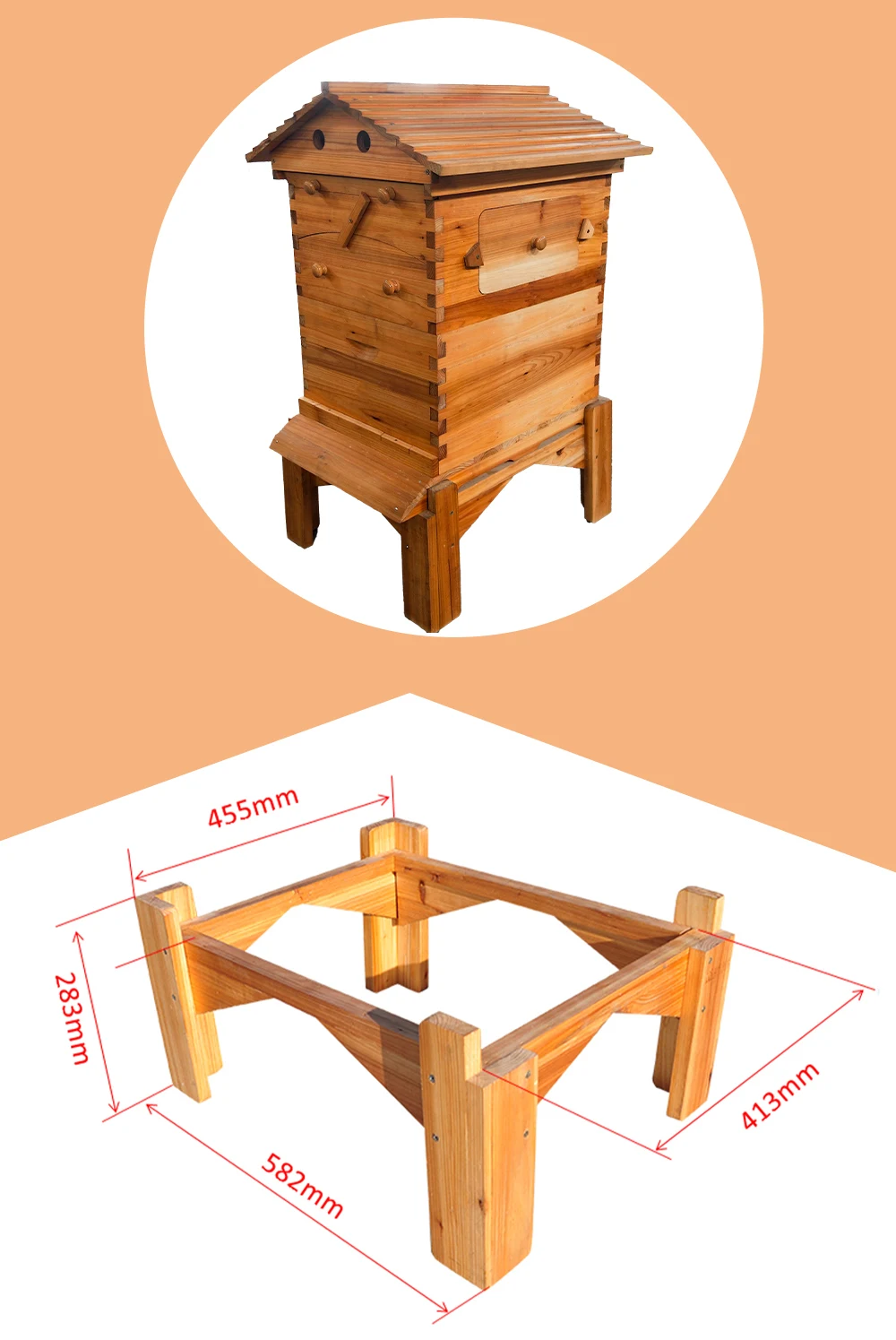 Wooden Auto Flowing Bee Hive Stands Beehive Stand Apiculture Beekeeping