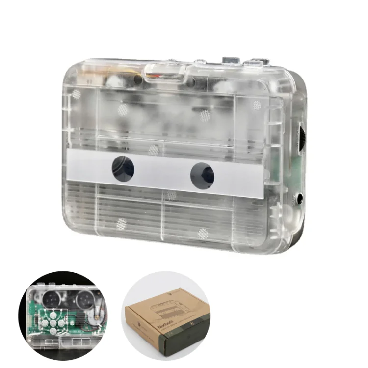 Wireless Transparent MP3 Converter Music Player Receiver 3.5mm Audio Jack USB Battery Powered Tape Cassette Player