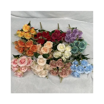 Wholesale Price Custom 9-Head Fruit Round Roses Artificial Flower Rose For Wedding Decoration