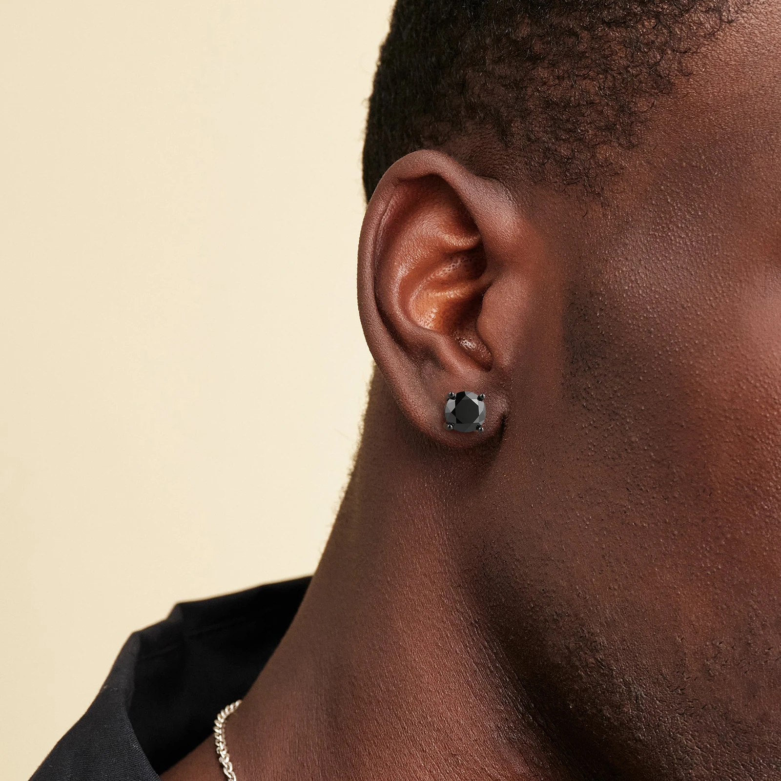 1CT 2Carat Black Moissanite Earring Men Women Jewelry 925 Sterling Silver  White Gold Plated VVS Male Halo Diamond Stud Earrings