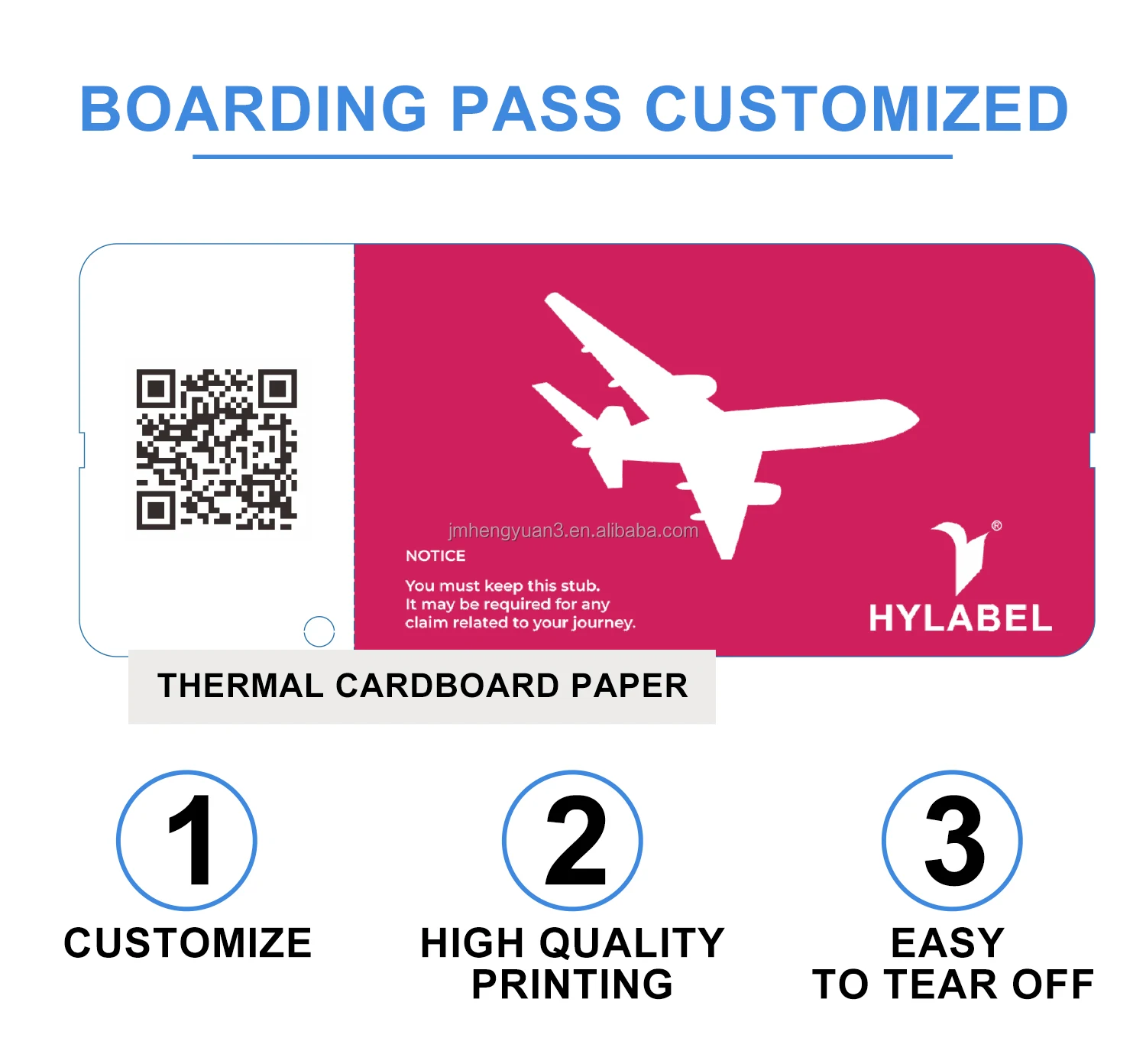 Printing Factory Custom Thermal Cardboard  for Airline Boarding Pass Thermal Paper