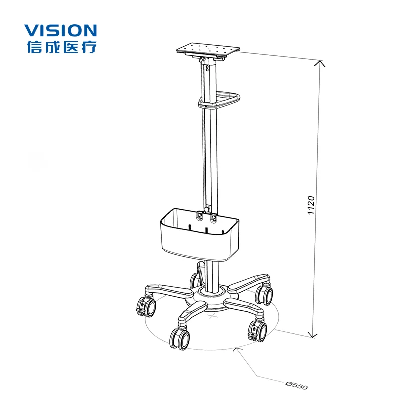 VISION Factory Direct Medical ECG Trolley High Quality Metal Hospital Instrument Trolley for Sale