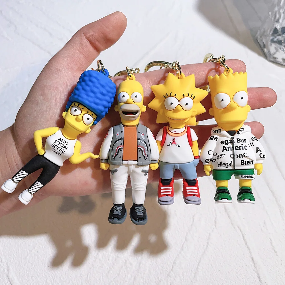 ZY2465C 2024 New Style Classic Anime Cartoon Simpson 3D Keychains Teen Gift Backpack Ornament Doll Pendant Keychain